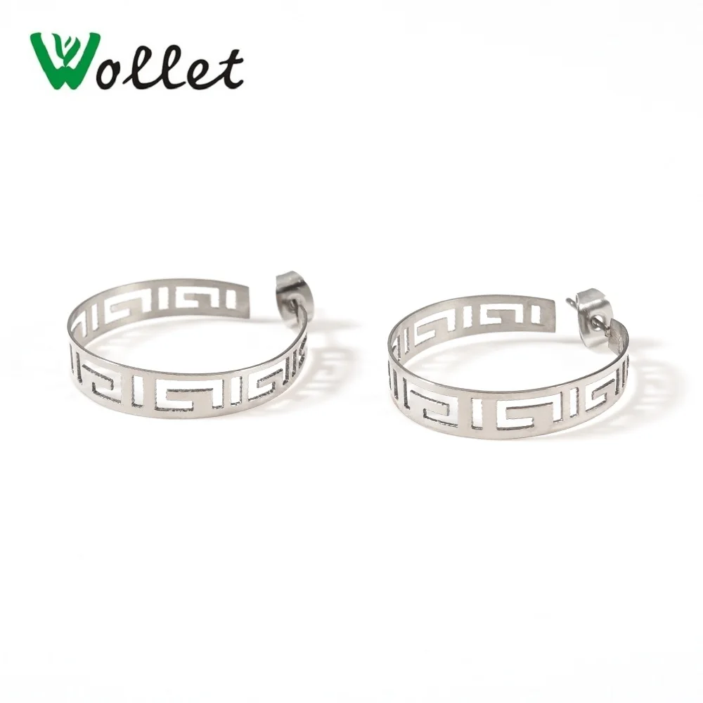 

Wollet Jewelry 316L Stainless Steel Hoop Earring for Women Metallic Silver Color
