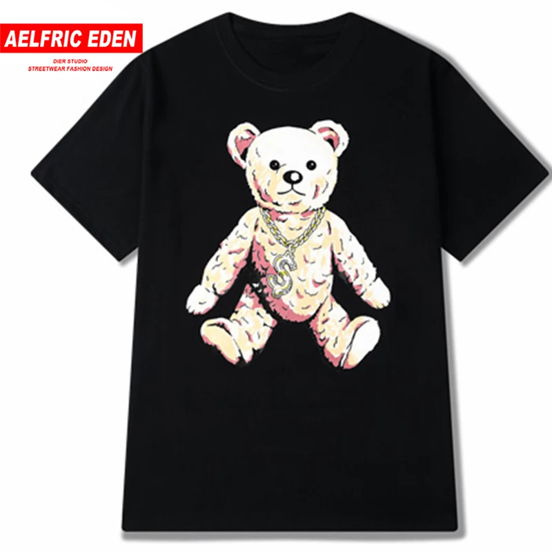 Футболка aelfrec Eden мужская женская с принтом медведя|t shirt|t-shirt mencotton tshirt |