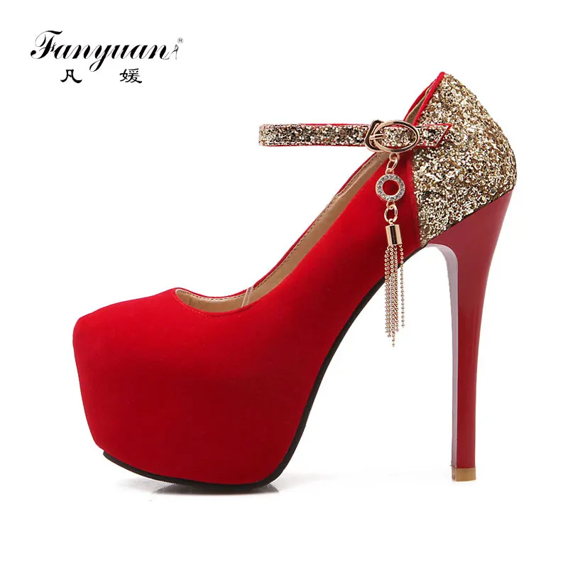

fanyuan brand new dropship large size 32-42 Women Pumps platform women shoes woman thin high heels bride party wedding shoes