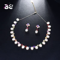 be 8 new elegant shape bridal necklace bracelet earrings 2pcs jewelry set cubic zirconia big wedding jewelry set for brides s381