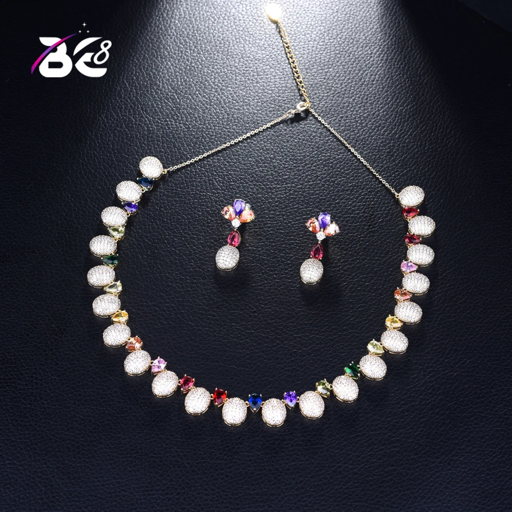Be 8 New Elegant Shape Bridal Necklace Bracelet Earrings 2pcs Jewelry set Cubic Zirconia Big Wedding Set for Brides S381 | Украшения и