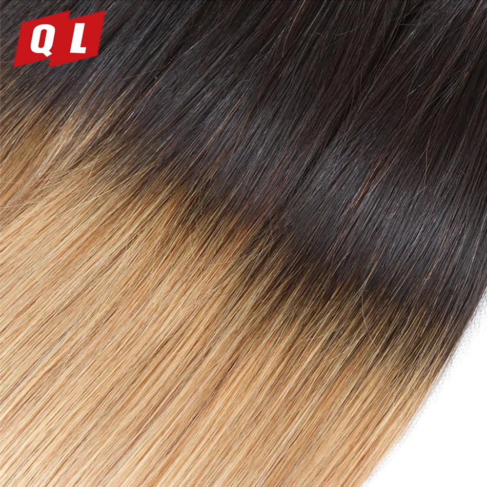 QLOVE волос 4 шт. 1B/27 прямо бразильский не Волосы remy ткань 100% натуральные волосы 3