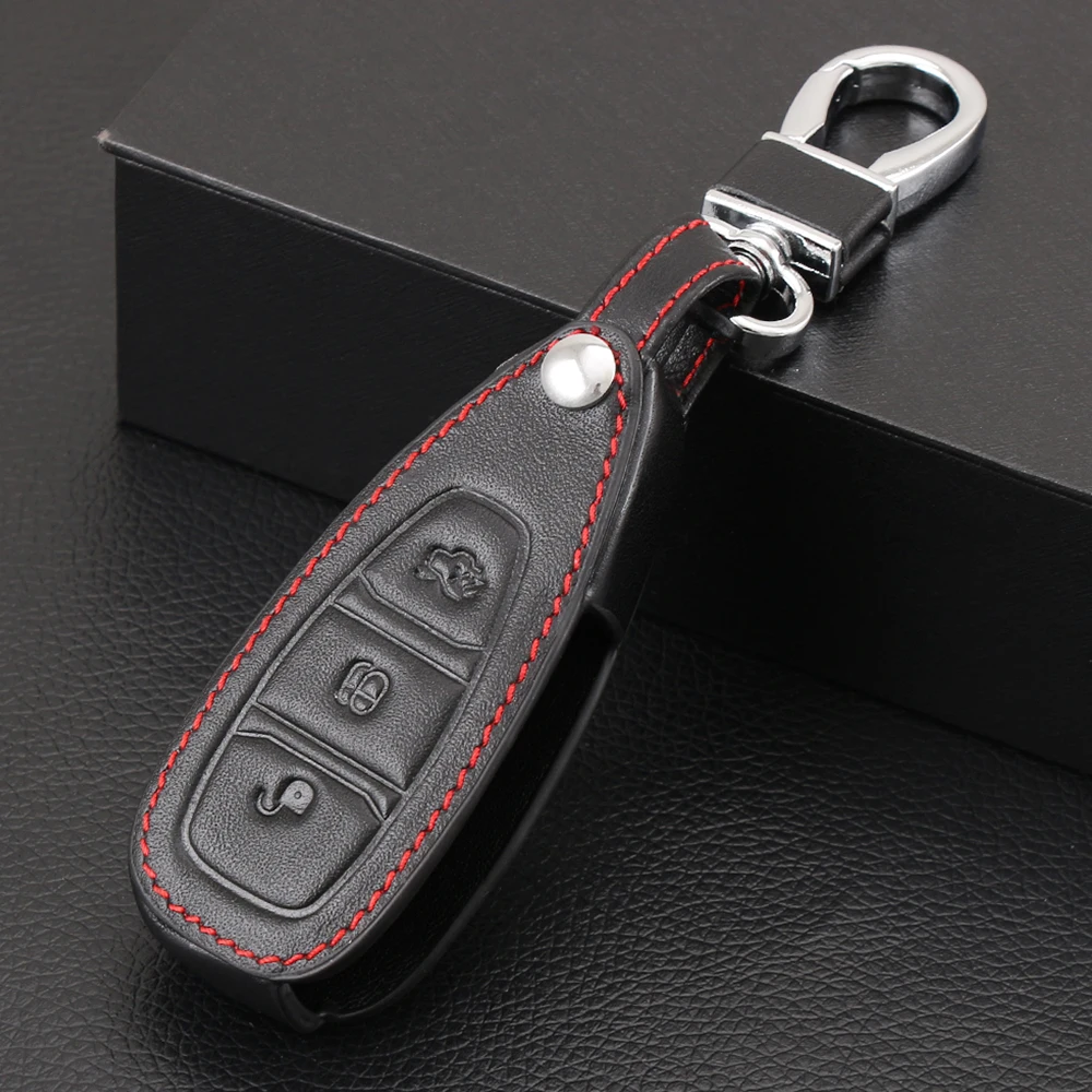 Чехол для ключей из натуральной кожи с дистанционным управлением Ford Focus MK3 MK4 Kuga