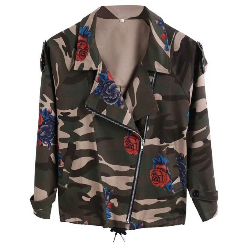 Женские пальто с длинным рукавом джинсы принтом розы камуфляжные женские куртки