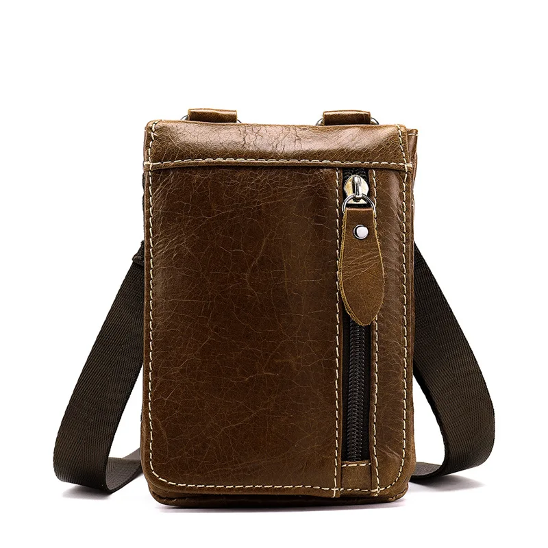 Деловая мужская сумка через плечо из натуральной кожи маленькая дорожная