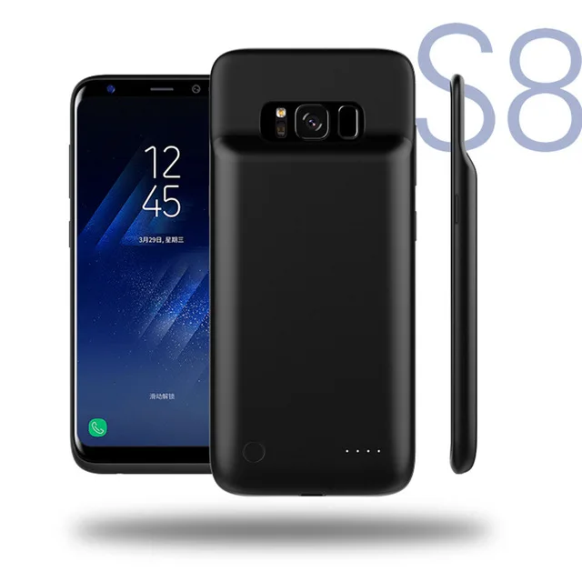 KQJYS ультра тонкий магнитный чехол для зарядного устройства 4000 мАч для samsung Galaxy S8 S8 Plus чехол для резервного питания - Цвет: Black   For  S8 Plus