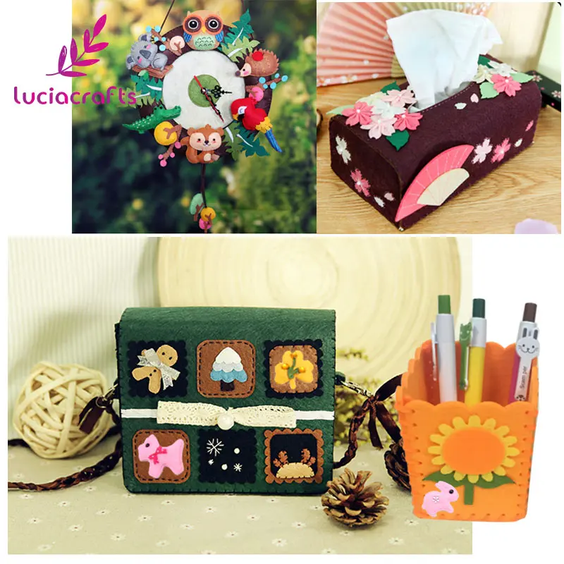Lucia Crafts 24 шт./лот случайная Смешанная фетровая вставка Аппликация Скрапбукинг нетканые ткани DIY войлочные прокладки CB0201