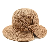summer sun hat beach straw hat ladies cap fashion handmade casual flat wide brim bowknot hats for women sunhat female caps