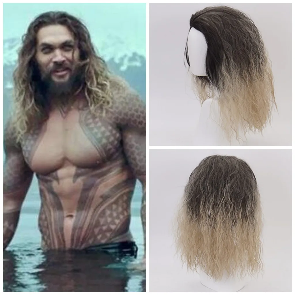 Justice League Aquaman Косплей длинный волнистый парик термостойкие синтетические волосы