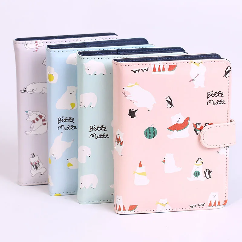2019 Kawaii блокнот милый полярный медведь кожаный журнал ручная книга А6 дневник