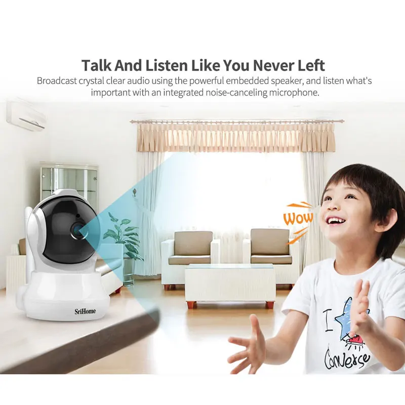 Sricam SP020 1080P IP камера наблюдения для помещений с автоматическим отслеживанием