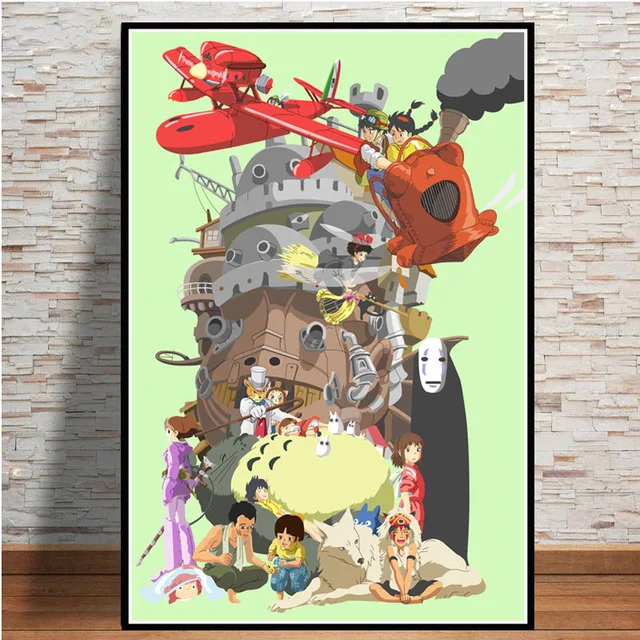 Домашний декор, настенный арт, холст, живопись, студия Ghibli, дань Японии, аниме, современные принты, картины, скандинавский плакат, гостиная, модульная - Цвет: BO xianru568-07