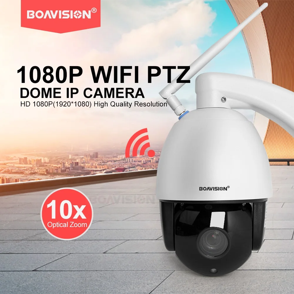 Беспроводная купольная PTZ камера видеонаблюдения 1080P 10x оптический зум Wi Fi ONVIF 60