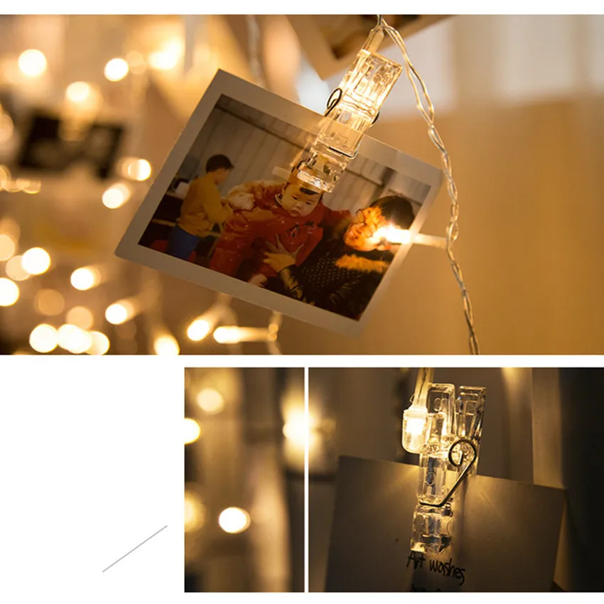 LED String Fairy Light Clip Shape Curtain 128LED 32 Drop Card Photo Clips Xmas Wedding Garland AC220V 2X1.5M | Лампы и освещение - Фото №1