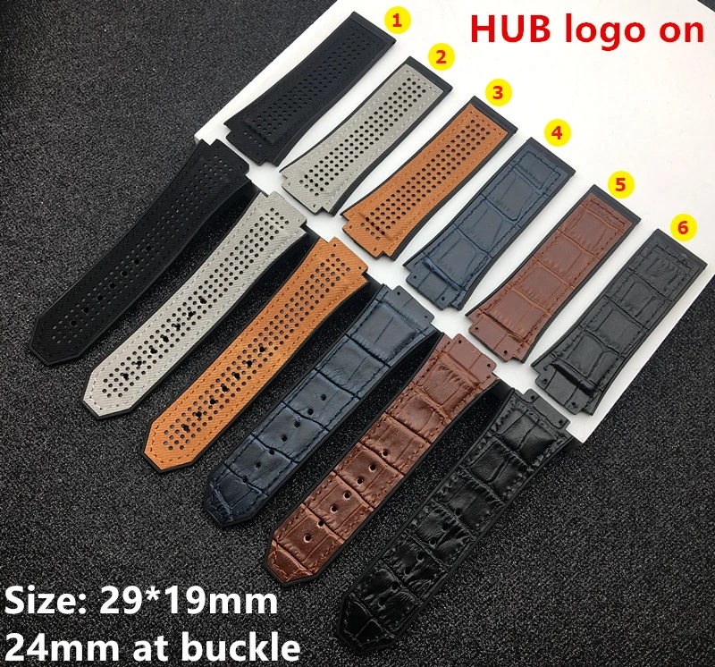 Кожаный ремешок Crazy horse 29*19 мм из натурального каучука силиконовый для часов Hublot 30
