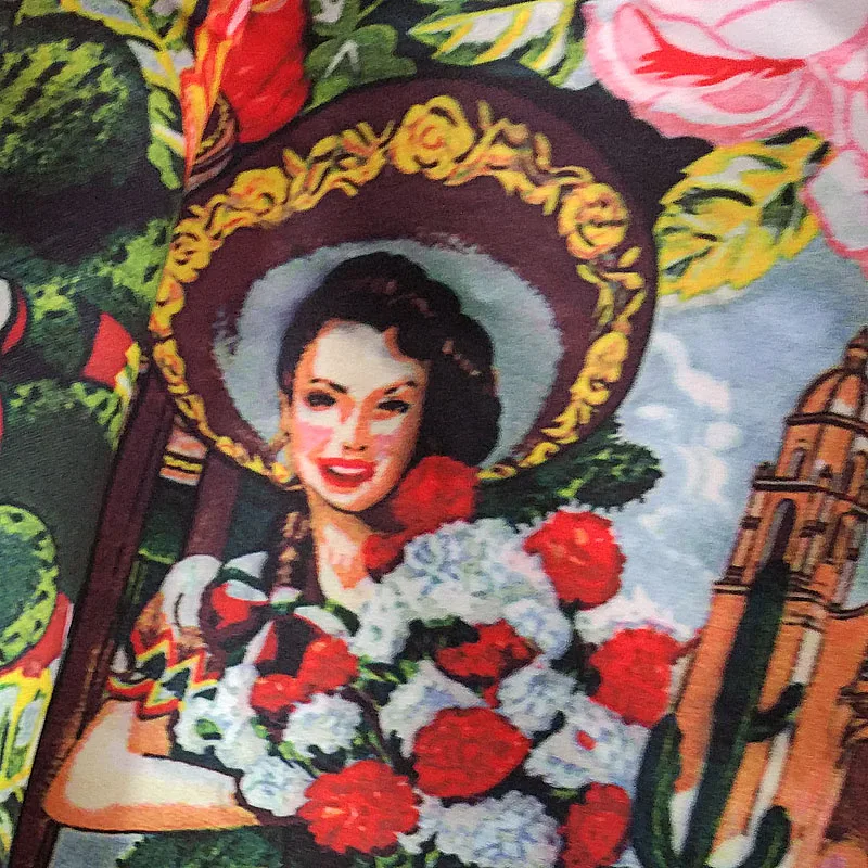 Free Shipping! (3yards/lot) Printing Top Fashion Oil Painting fabric allover complex work Luxuy printted Dress sewing Fabrics | Дом и сад