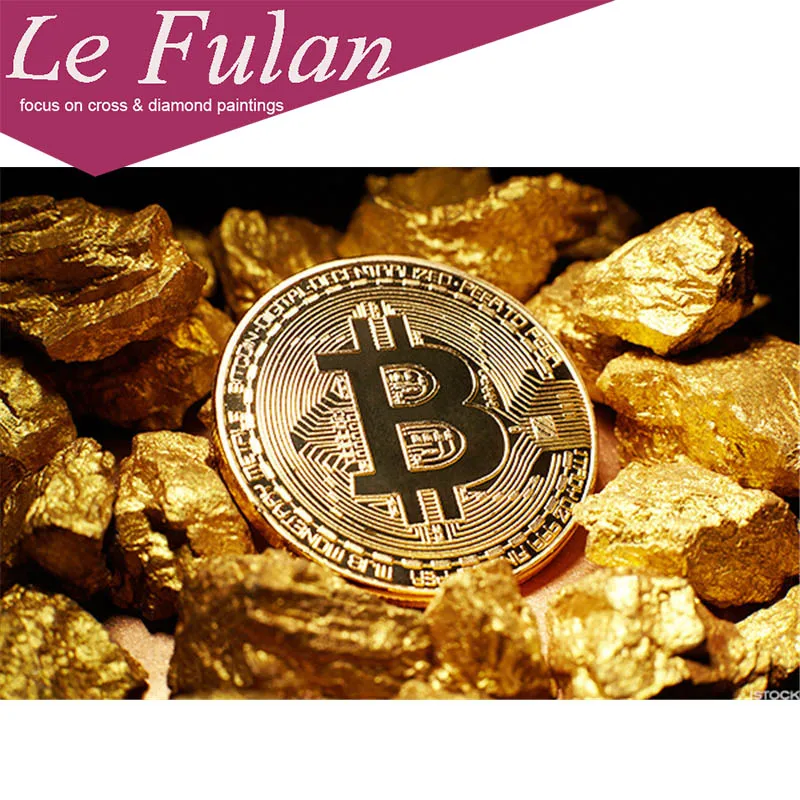 Le Fulan 5D DIY Алмазная картина Полный Круглый Биткойн вентиляторы украшения Daimond