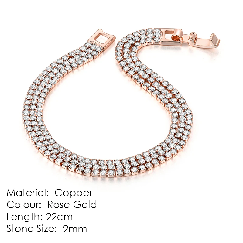 RoseGold Clear KC117 32 стиля, браслет и браслет для женщин, роскошный трендовый 5 видов и 11 цветов, Теннисный браслет с кубическим цирконием, модные ювелирные изделия, подарок H095-M - Окраска металла: RoseGold Clear KC117