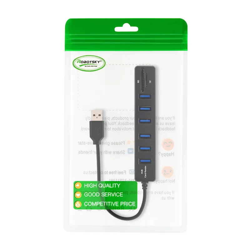 Robotsky 6 Порты и разъёмы usb-хаб высокого Скорость USB 2,0 разветвитель кабеля адаптера SD/TF кард-ридер для настольных компьютеров и ноутбуков