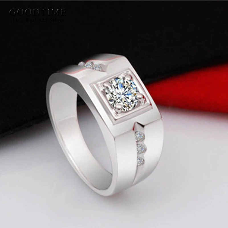 Роскошные 925 пробы Серебряные кольца для Для мужчин ювелирные изделия циркония