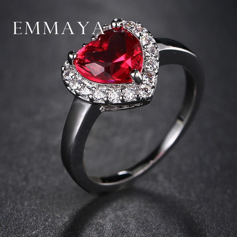 Женское кольцо с кристаллами Emmaya винтажное Золотое синим сердечком для свадьбы