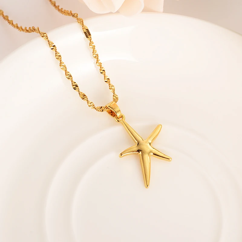 Золотое ожерелье с милыми животными и морскими звездами PNG женские ювелирные