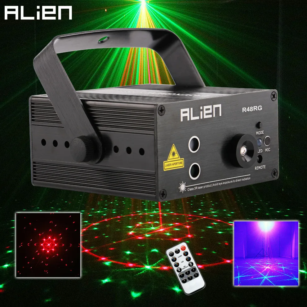 ALIEN RGB Mini 3 Lens 48 узоров смешивающий лазерный проектор Эффект сценический пульт Вт