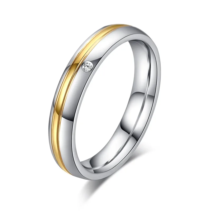For women size Meaeguet серебряный цвет любовника обручальное кольцо CZ нержавеющая сталь канавки обручение обещание модные украшения Joyeria - Цвет основного камня: For women size