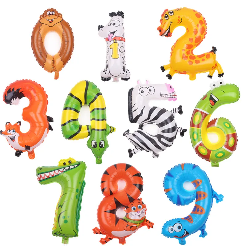 Бесплатная доставка Новые Алюминиевые воздушные шары с животными для детей 0-9 на