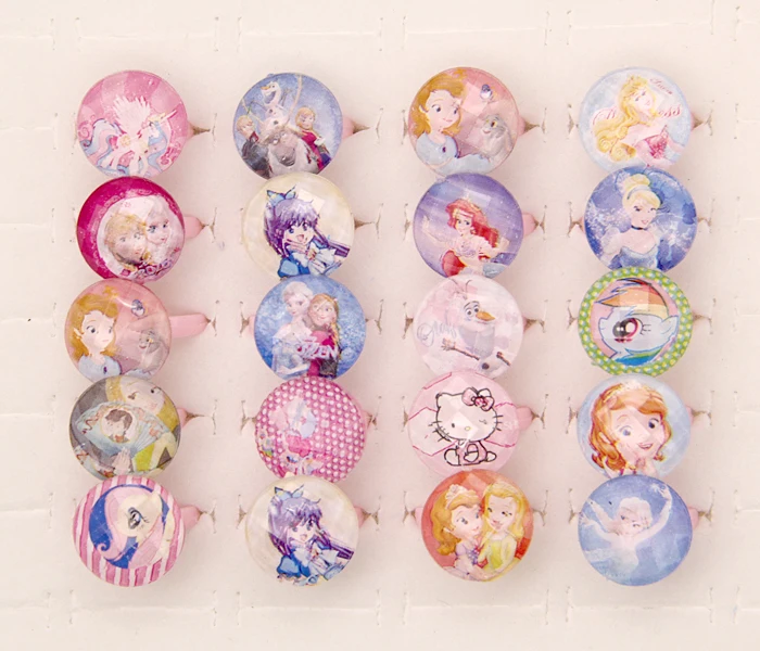 Оптовая продажа 20 шт. в партии разные Мультяшные кольца для маленьких девочек с