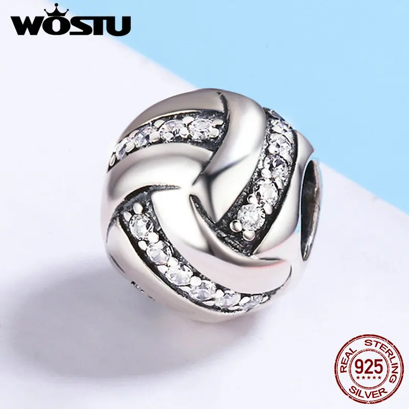 WOSTU, модный,, 925 пробы, серебряный, сверкающий, лента, шар, форма, бусины, подходят к оригиналу, WST, браслет, ювелирное изделие, подарок CQC302