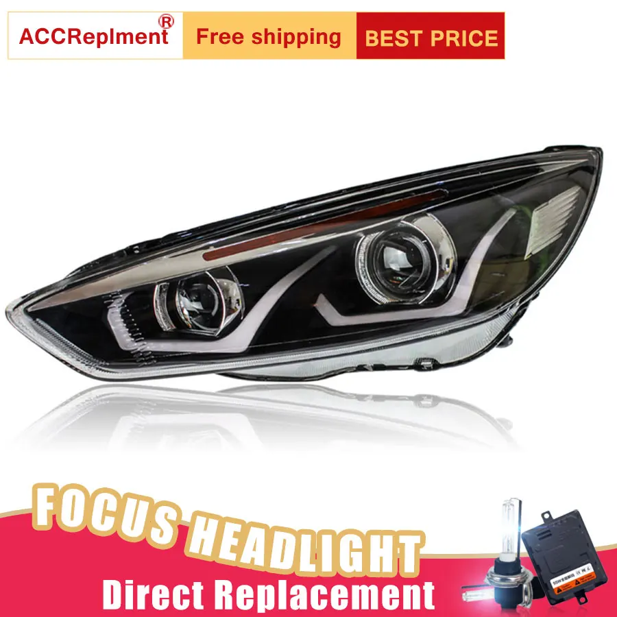 

2Pcs LED Headlights For 2015-2018 Ford Focus led car lights Angel eyes xenon HID KIT Fog lights LED Daytime Running Lights