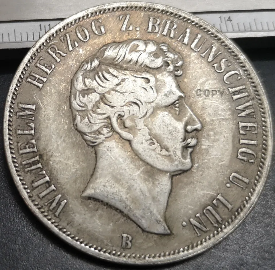 1852 B Германия (владевик Wolfenbuttel) 2 thaler Вильгельм копия серебряной