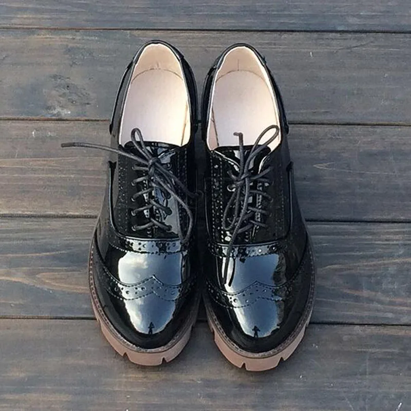 Женские туфли на платформе в британском стиле ретро большие размеры 34 41 женские