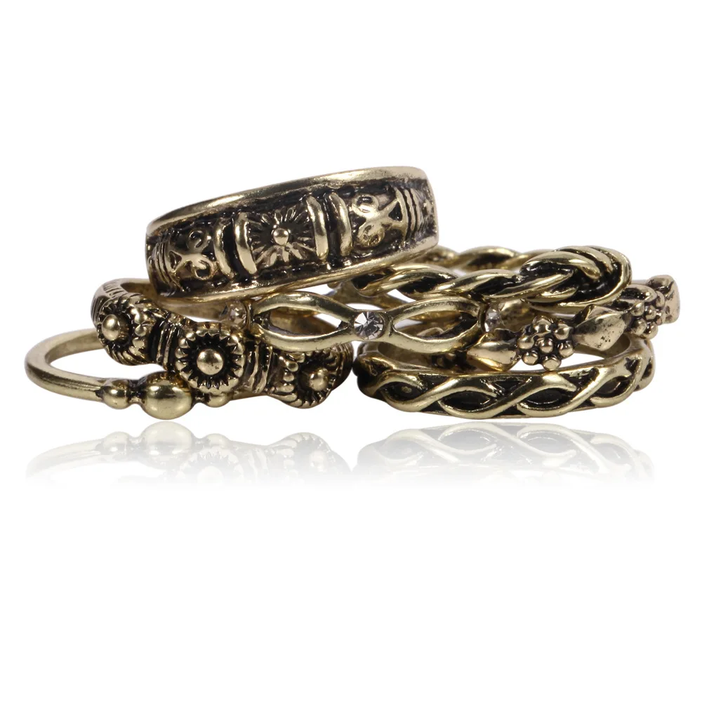 SHOWTRUE Перевозка груза падения 7 шт./компл. женский Античная бронза кольцо Jewelry