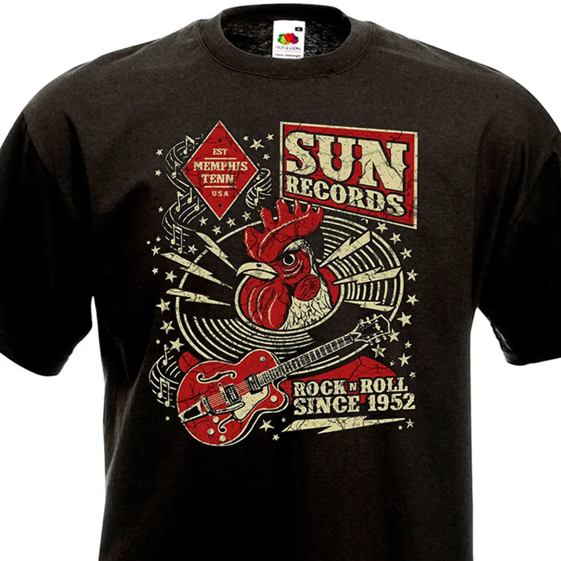 Футболка SUN Records Memphis Tenn. США rock'n'ролл с 1952 г. летняя футболка круглым вырезом и