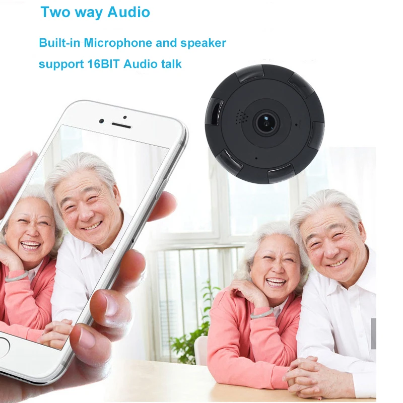HD 1080P рыбий глаз панорамная 360 градусов 2MP VR WIFI ip камера с 64 Гб TF слотом для карт