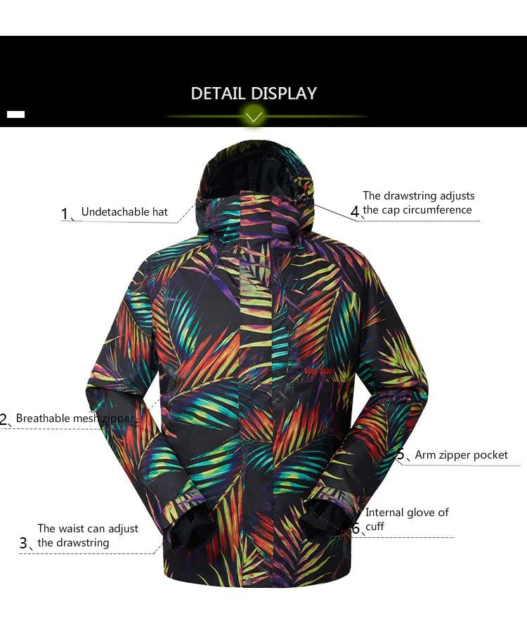 Gsou снег новый мужской лыжный костюм износостойкая ветрозащитная Лыжная куртка