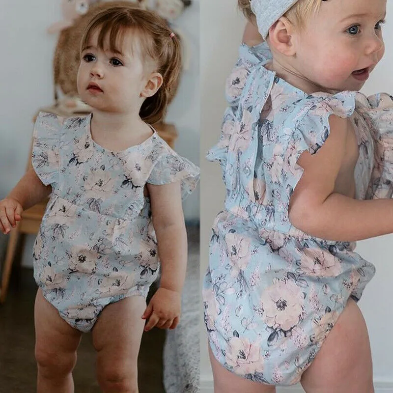 Боди для маленьких девочек Летний комбинезон с цветочным рисунком новорожденных