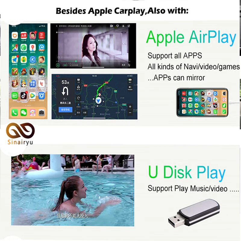 Sinairyu Автомобильный мультимедийный Q5 MMI 3g + смарт Apple CarPlay Box OEM Carplay IOS Airplay Upgrade для