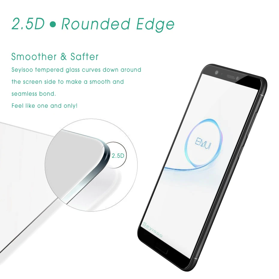 

[3 Pack] 100% Original Seyisoo 2.5D Full Cover Tempered Glass Film For Huawei P Smart Psmart Enjoy 7S 9H 0.3mm Screen Protector