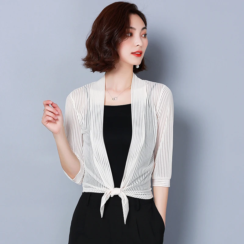 Женский тонкий сетчатый кардиган маленькие накидки лето 2020 пальто с запахом