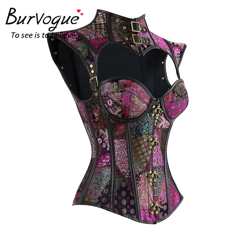 Готический корсет Burvogue в стиле стимпанк, 12 стальных костей, корсет для похудения, вечерние корсеты и бюстье, сексуальные викторианские корсеты