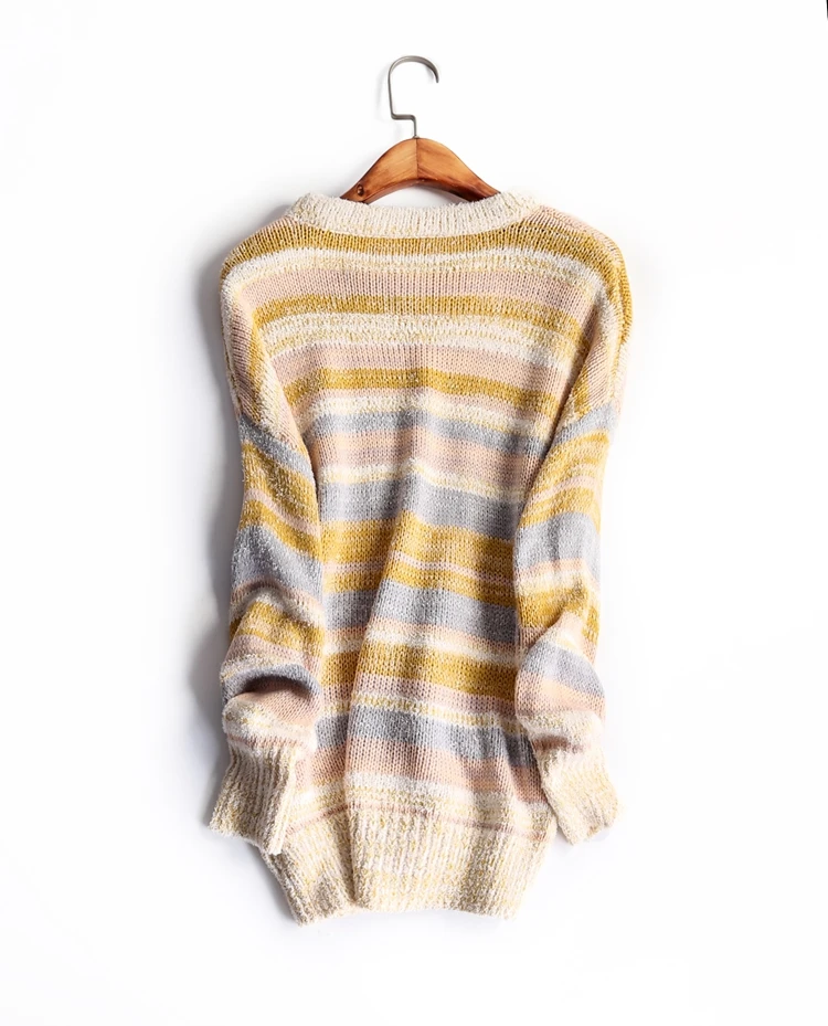 New Woolen Autumn Winter Stripped Sweaters Knitwear Women Luxury Vintage Floral Embroidery Sweater Ladies Knit Tops NS543 | Женская