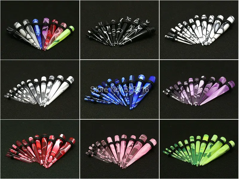 120 шт разного размера Акриловый Мраморный прямые ушные конические наборы затычка