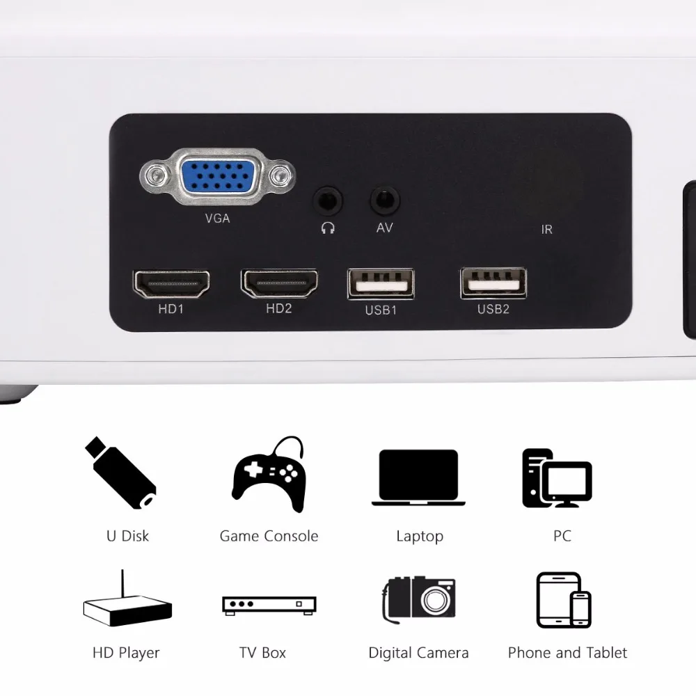 Excelvan Q7 светодиодный ЖК проектор 200 ANSI 3300 люмен 1280*800 HD мультимедийный HDMI VGA