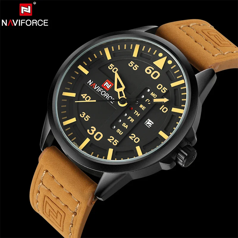 NAVIFORCE оригинальные Роскошные брендовые армейские военные кварцевые часы мужские