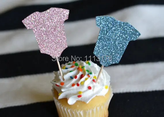 

cheap Glitter Cupcake Toppers : Baby Shower/Gender Reveal cupcake decor toppers