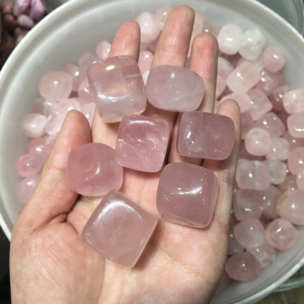

Natural Rose quartz crystal tumbled stone polished pink quartz stone healing