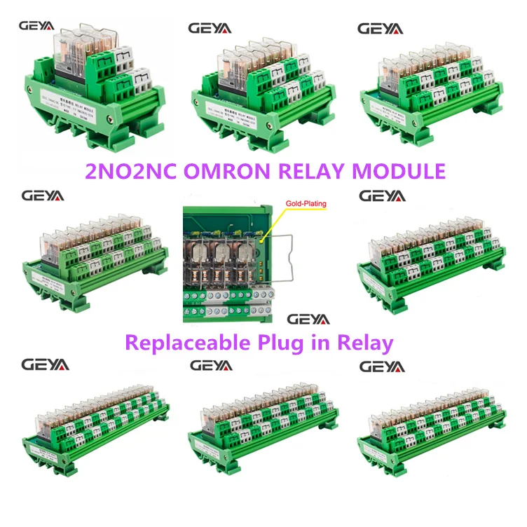 GEYA 4-Канальный Релейный Модуль 1 SPDT DIN рейка крепление 12V 24V DC/AC Интерфейс триггерный релейный модуль